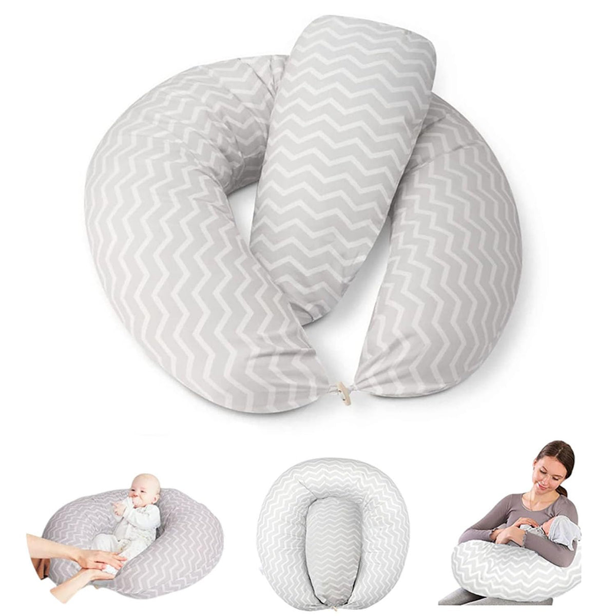 Hidetex Multi-Functional Pregnancy Pillow - Ideal for Breastfeeding Nursing and Maternity Support with Removable Cover (Wave)