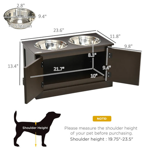 Elevated Dog Bowls With Storage, Two Stainless Steel Bowls For Large