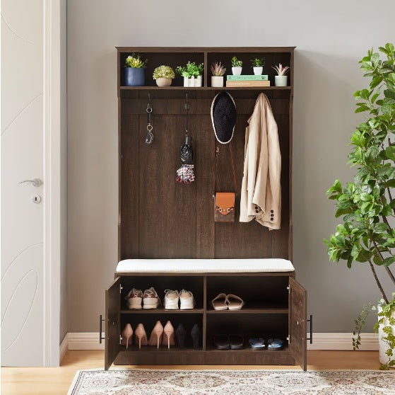 Shoe Rack Coat Rack Wooden Multi-purpose Shelf
