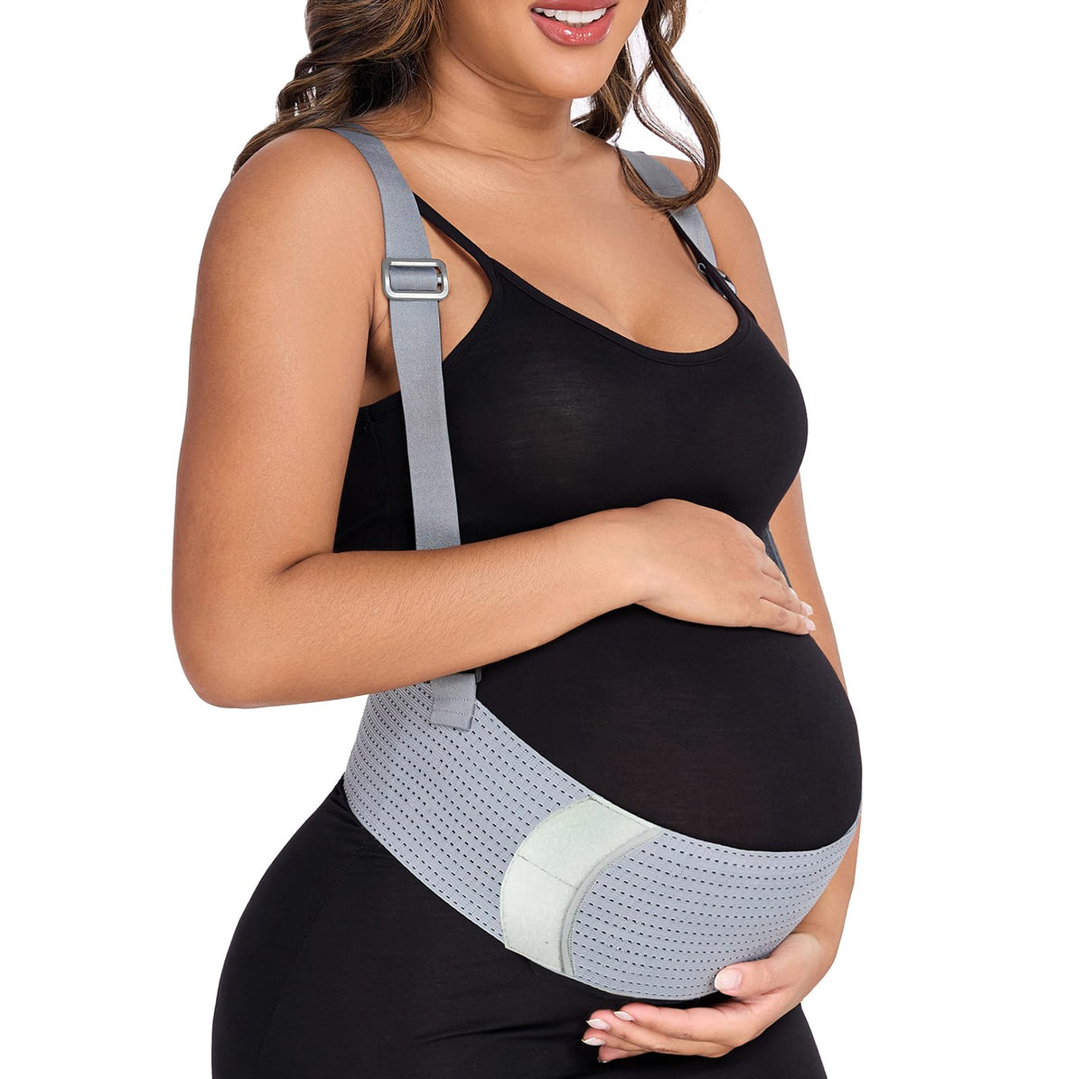 Maternity Belly Support Band with Adjustable Shoulder Straps – Pregnancy Back & Hip Support Belt